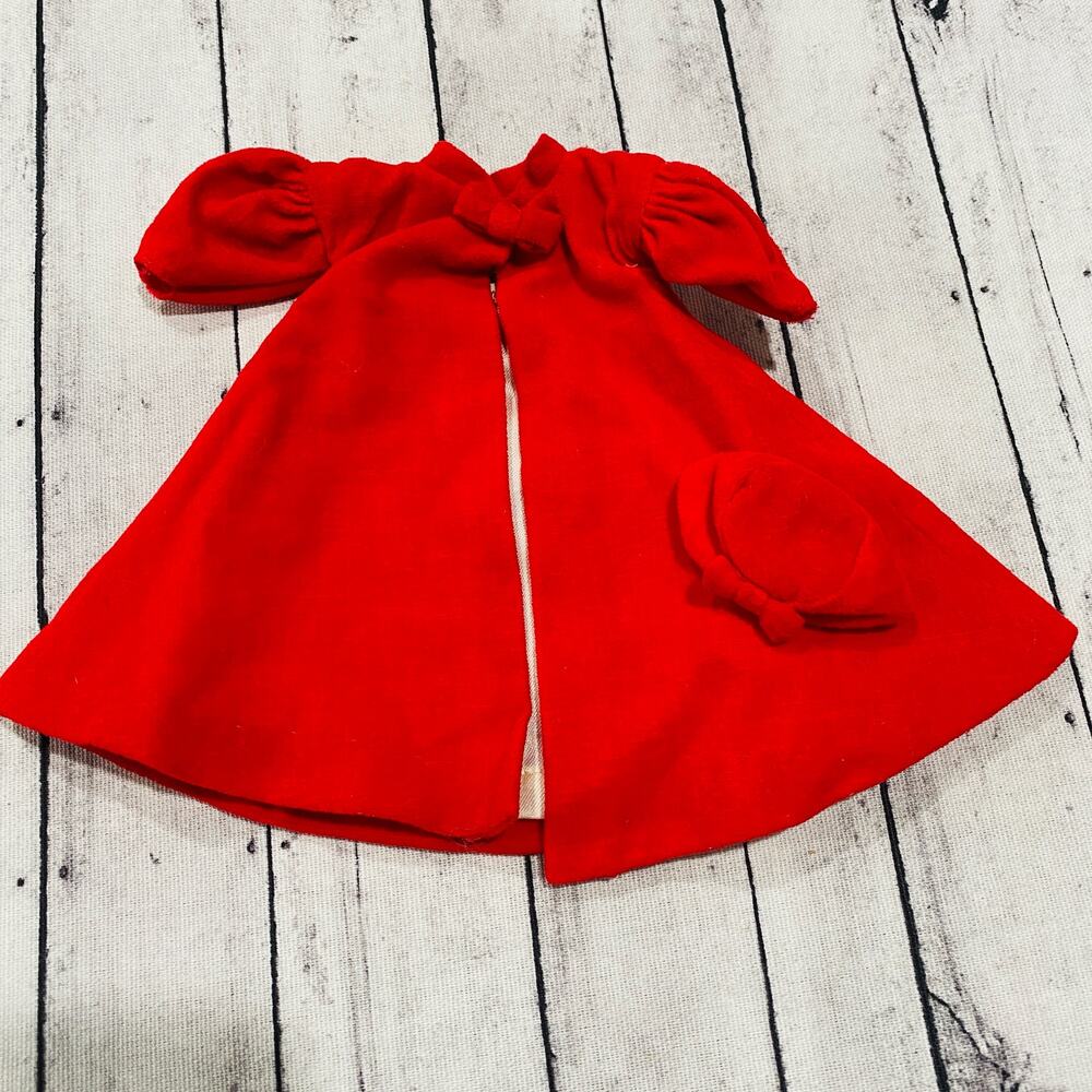 Vintage Barbie Red Flare #939 Velvet Coat Hat Fashion Doll Outfit 1962 -1965